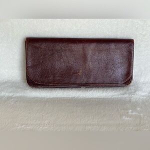 Antique All Leather Strongly Stitched accordion billfold wallet train ticket
